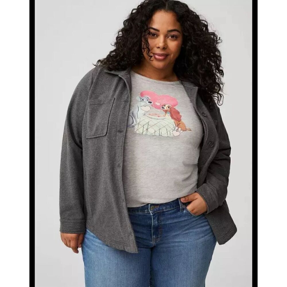 Torrid Shacket Jacket Womens Size 3 Gray Fleece Button Up Stretch Fall Pockets